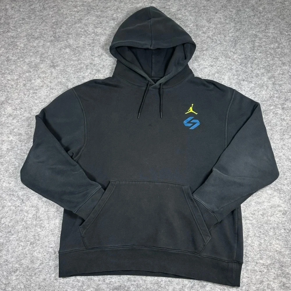 Jordan Zion Williamson Hoodie‎ Black Light Stains Graphic Fleece  Mens Large